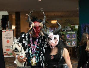 Art Barajas and Casey Lara, dressed as demons, said they were excited to explore the many vendors of the annual pre-Halloween celebration.