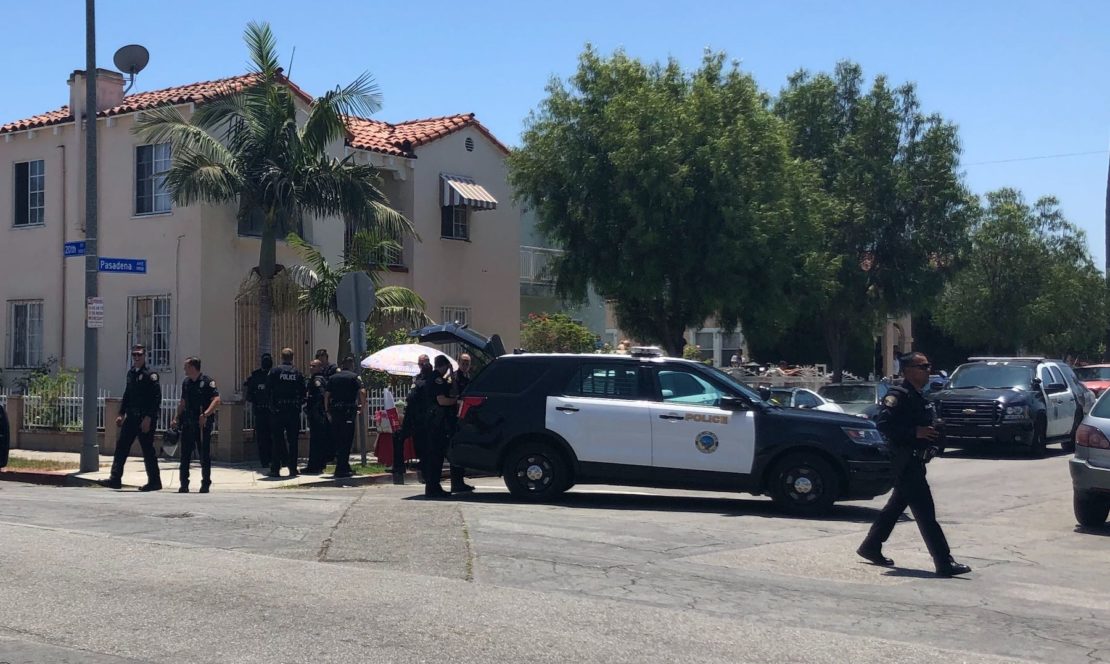 Police outside Holy Innocents Church. Photo by Stephanie Rivera.