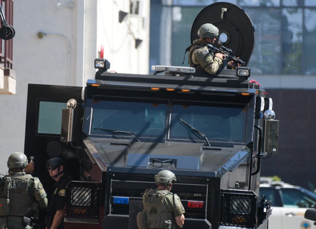 SWAT officers near the courthouse in Long Beach Thursday, July 11, 2019. Photo by Thomas R. Cordova.