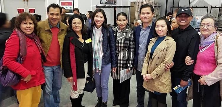 Delegate-elect Vanndearlyn Vong (fourth from left) poses with supporters on Saturday, Jan. 12. Vong won a Democratic delegate seat for the 70th Assembly District. Photo courtesy of Vong.