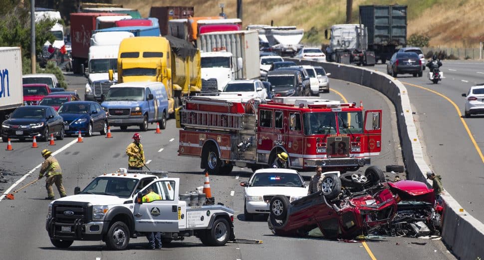 4 hospitalized in rollover crash that shut down southbound 710 Freeway